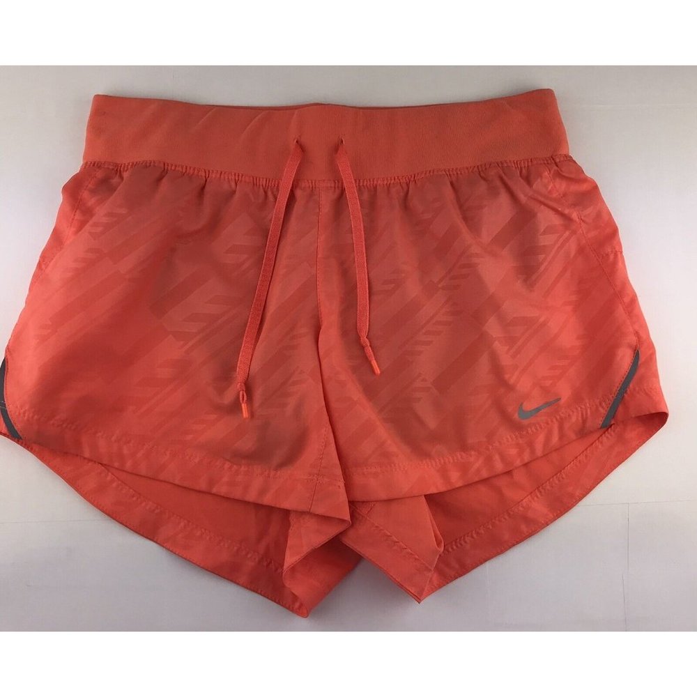 Womens Active Nike Dri-Fit Running Shorts‎ Orange Gray Activewear Lined Yoga XS
